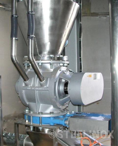 Ecluse de transfert pneumatique de sucre en pression sous silo